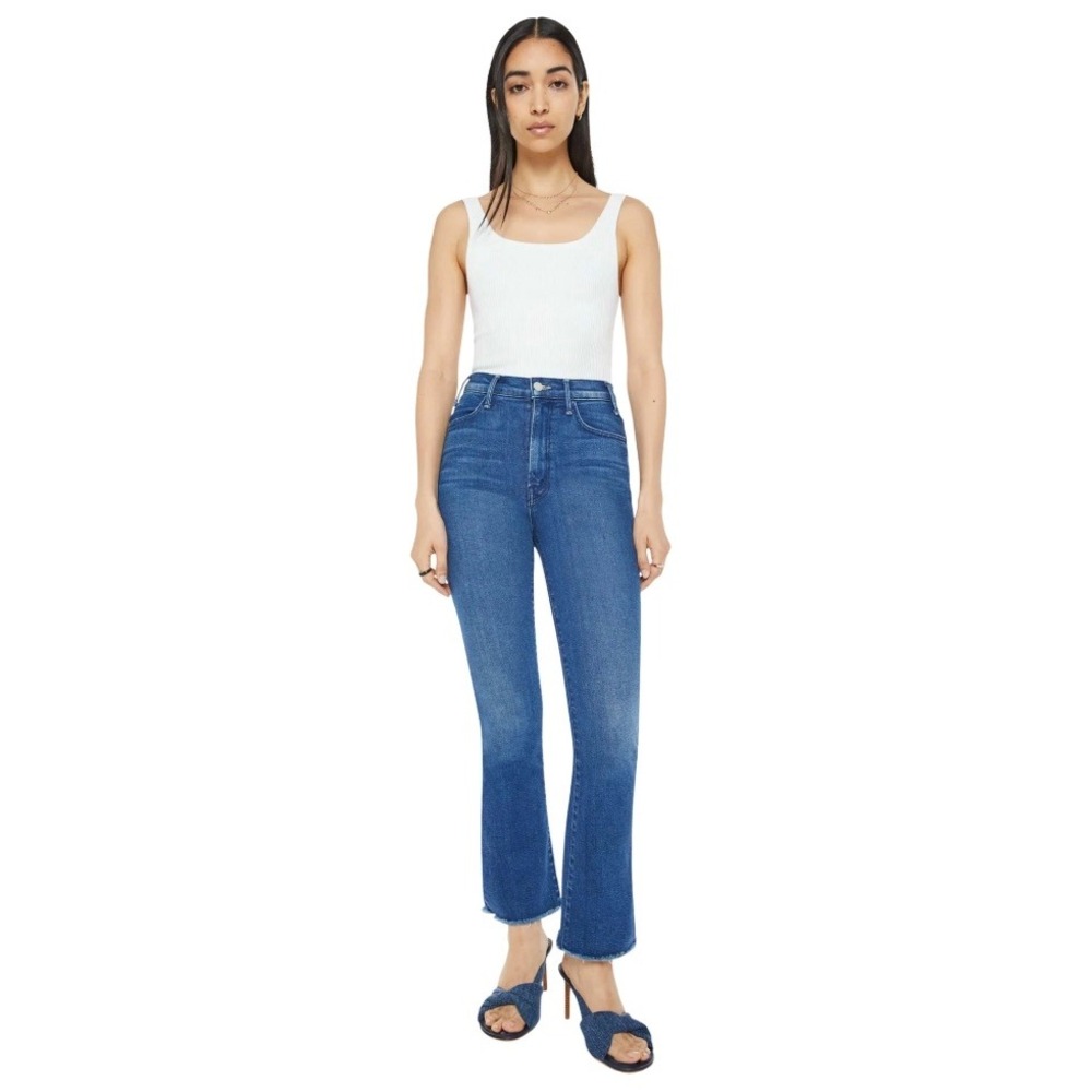 MOTHER The Hustler Flood Fray Jeans Whatever You Want Wash Size 26